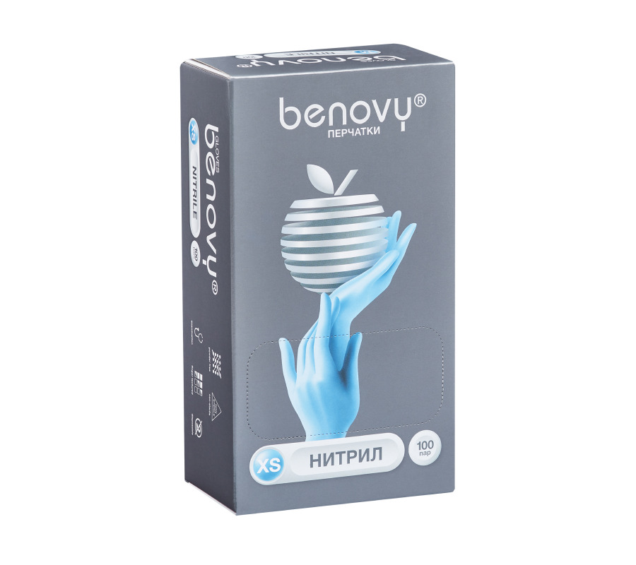 Перчатки BENOVY нестерильные 100 пар/уп. (размер XS)